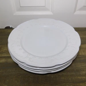 Candice Collection Elegant Dining White Embossed 11.25" Dinner Plates Set 4 - Picture 1 of 7