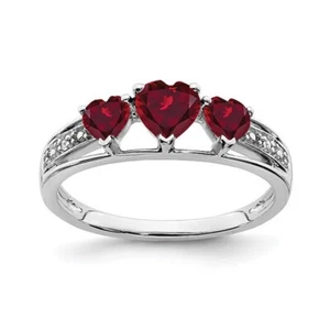 2 ct Heart Cut Red Diamond Engagement Ring Three Stone 14k White Gold Finish - Picture 1 of 10