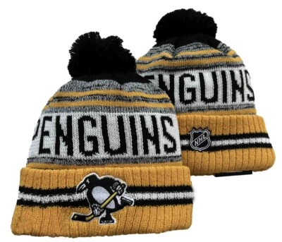 New Era Pittsburgh Penguins Beanie, White, Black, Yellow/Gold, NHL, OSFM - Image 1 of 4