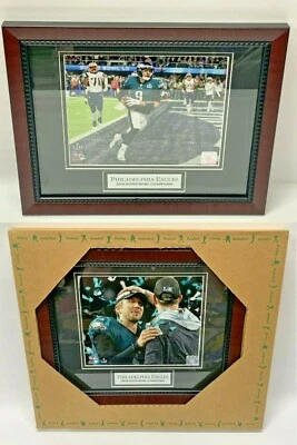 2x Philadelphia Eagles Super Bowl LII Nick Foles & Carson Wentz Foto Enmarcada NUEVO Foto 1 de 4
