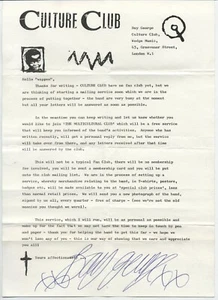 GB. Auto. Signed Boy George 1980's Fan Club Letter and Photo - Picture 1 of 4