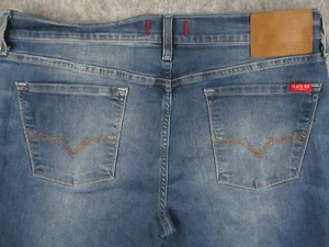 Guess Jean Mens 36x30 Blue Denim Lincoln Slim Straight Mid Rise Stretch Retro - Picture 1 of 21