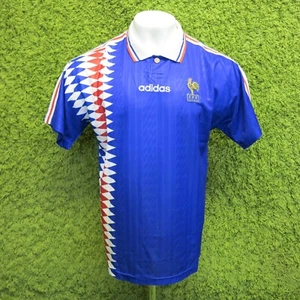 1994 1995 1996 FRANCE HOME FOOTBALL SHIRT 44/46" L 7/10 ADIDAS BLUE RARE - Picture 1 of 10