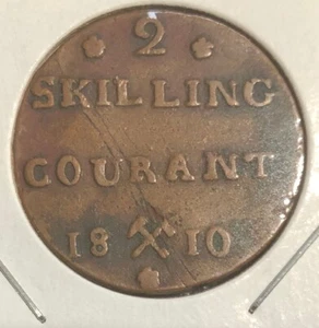 1810 Norwegen 2 Geschicklichkeit Kupfermünze - König Friedrich VI - gekröntes Monogramm - KM #280.1 - Bild 1 von 4