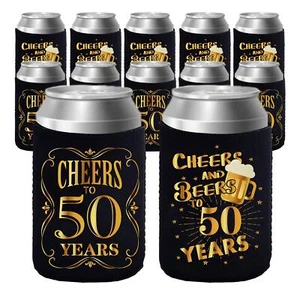 12 Pcs 50TH Birthday Can Cooler Sleeves Party Decorations for Beer Cans - Picture 1 of 7