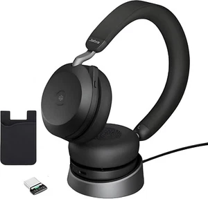 Jabra Evolve2 75 USB-C Headset with Charging Stand PC Wireless Stereo - Black - Picture 1 of 14