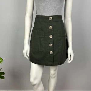 City Chic Talla Grande XS Skort Mezcla de Lino Bolsillos Cintura Elásticos Caqui Verde Mujeres - Imagen 1 de 13