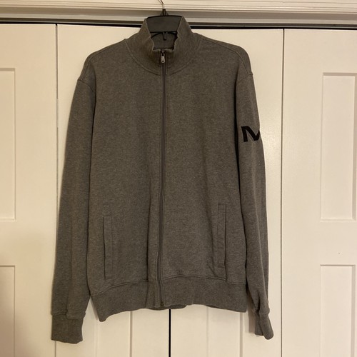 Michael Kors Felpa Giacca Zip Uomo Grande Cappotto Grigio 99% Cotone
