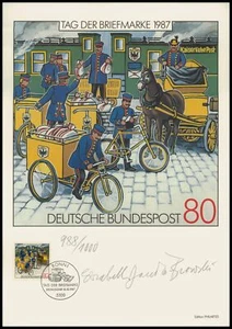 EDICIÓN DE ARTE 1987 BRD 1337 DÍA DEL SELLO FERROCARRIL - ¡EDICIÓN SOLO 1.000!! - Imagen 1 de 3