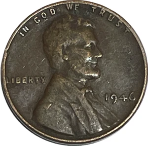 1946 Lincoln Wheat Penny- no mint mark & L on Liberty touching Rim - Picture 1 of 5