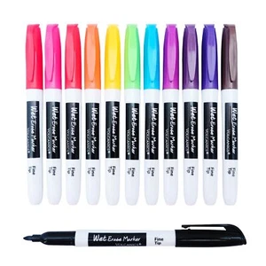 Wet Erase Markers Low Odor Fine Tip 1mm Pens Smudge-Free Whiteboard Markers P... - Picture 1 of 5