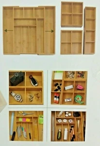 Organizadores de cajones de bambú Sevilla 4 piezas bandejas ajustables organizador de almacenamiento de cocina - Imagen 1 de 4