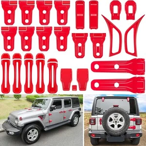 26PCS Full Set Exterior Decoration Trim Kit for Jeep Wrangler JL JLU 2018+ Red - Picture 1 of 9