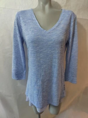 Top para mujer Simply Noelle forrado azul con dobladillo de tul cuello en V talla S/M 8-10 Foto 1 de 4