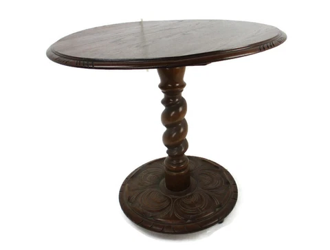 Hand Carved Wood Barley Twist Side Display Coffee Table Pedestal Plant Stand Cover