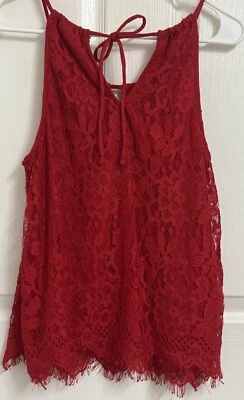 No Boundaries 女式 M 码红色蕾丝吊带背心 — 第 1/4 张图片