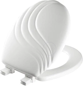 27EC 000 Swirl Sculptured Molded Wood Toilet Seat with Lift-Off Hinges, Round, W - Picture 1 of 5