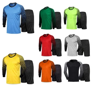 Boys Goalkeeper Uniform Set Long Sleeve Sponge Padded Goalie Shirt with Shorts - Picture 1 of 22