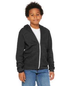 Bella + Canvas 3739Y Youth Sponge Fleece Full-Zip Hooded Sweatshirt - Picture 1 of 7