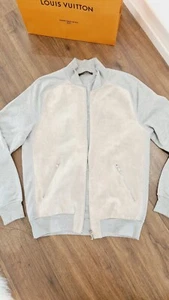 £2,950 Louis Vuitton Suede L Knit Blouson 50 Jacket Coat Bomber Grey Track Top - Picture 1 of 10