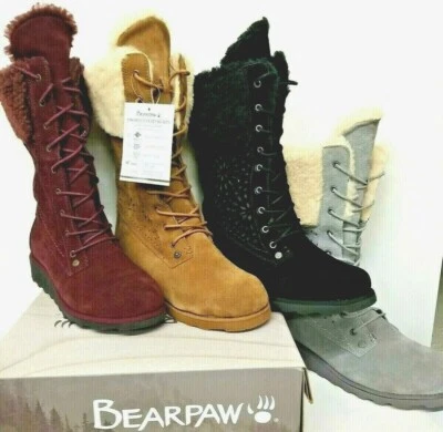 BEARPAW boots KYLIE Suede leather NeverWet@ Wedge heeled CHOOSE SIZE & COLOR New - Image 1 of 4