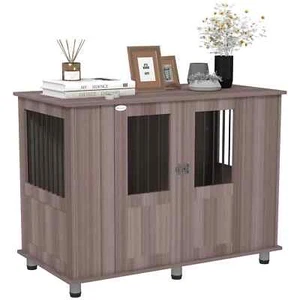 Dog Crate Table Medium Large Dogs Magnetic Door Adjustable Indoor Wooden Purple - Picture 1 of 11