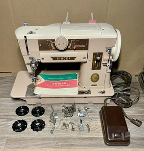Vintage Singer 401A Heavy Duty Sewing Machine w/ Extras - Picture 1 of 14