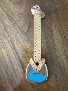 Dooney & Bourke Schlüsselanhänger hellbraun Leder blau Ente Vintage Taschenanhänger goldfarben - Bild 1 von 8