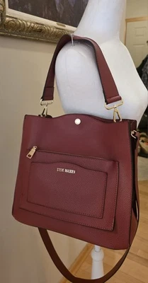 Steve Madden Red Shoulder HandBag Satchel Purse Womens Crossbody Bag - Image 1 of 4