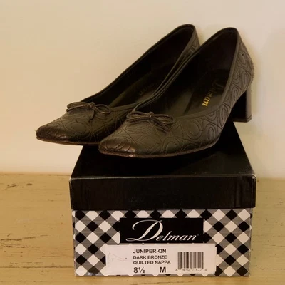 Delman Juniper quilted dark bronze nappa leather pumps 8.5 M - Image 1 of 4