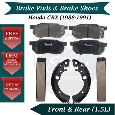Pastilhas dianteiras e sapatos traseiros originais de fábrica premium para 1988-1991 Honda CRX 1.5L 10 anos de garantia - Imagem 1 de 4