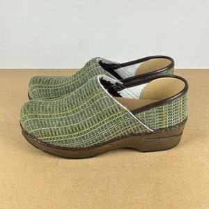 Dansko Professional Denim Clogs Womens 7.5/8 EU 38 Green Brown Slip On - Picture 1 of 10
