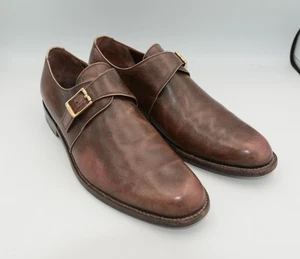 SALVATORE FERRAGAMO Brown Leather Monk Strap Formal Shoes Mens UK9.5 EU43.5 - Picture 1 of 12