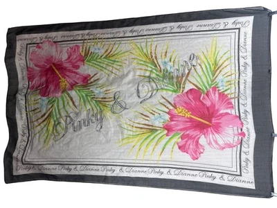 Vtg Pinky & Dianne Scarf Pink/Black Floral Tropical Glam Beachy Resort Cruise - Image 1 of 4