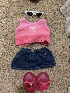 Build A Bear Pink Beachy Tank Top Skirt Sunglasses Shoes RARE Retired #10 - Picture 1 of 5