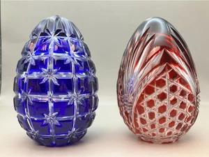 Huevo de vidrio firmado por Magda Nemeth azul cobalto y cristal rubí limitado a /950 usado en excelente estado - Imagen 1 de 21