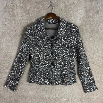 Chaqueta Cárdigan Nic + Zoe Mujer Mediana M Marrón/Negro Blazer Tejido Botón Delantero Foto 1 de 4