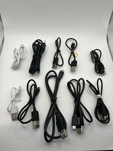 Lot X 10 USB 2.0 A to Micro USB 5-pin Male Charging Data Cable Black/White Cord - Photo 1 sur 2