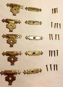 Lot 5 Fermoirs clasp laiton Festonnés + Clous Anciens Made In France St etienne - Imagen 1 de 5