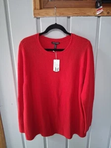Suéter tejido acanalado cuello redondo Eileen Fisher Misses L amapola roja nuevo con etiquetas $228 - Imagen 1 de 10