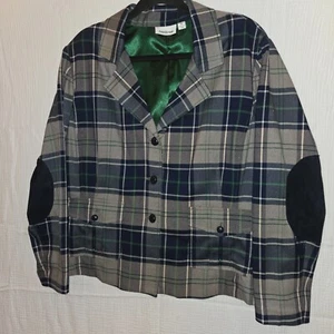 Joan Rivers Tartan Plaid Green Gray Blazer Jacket Long Sleeve Women's size 1 XL - Picture 1 of 9