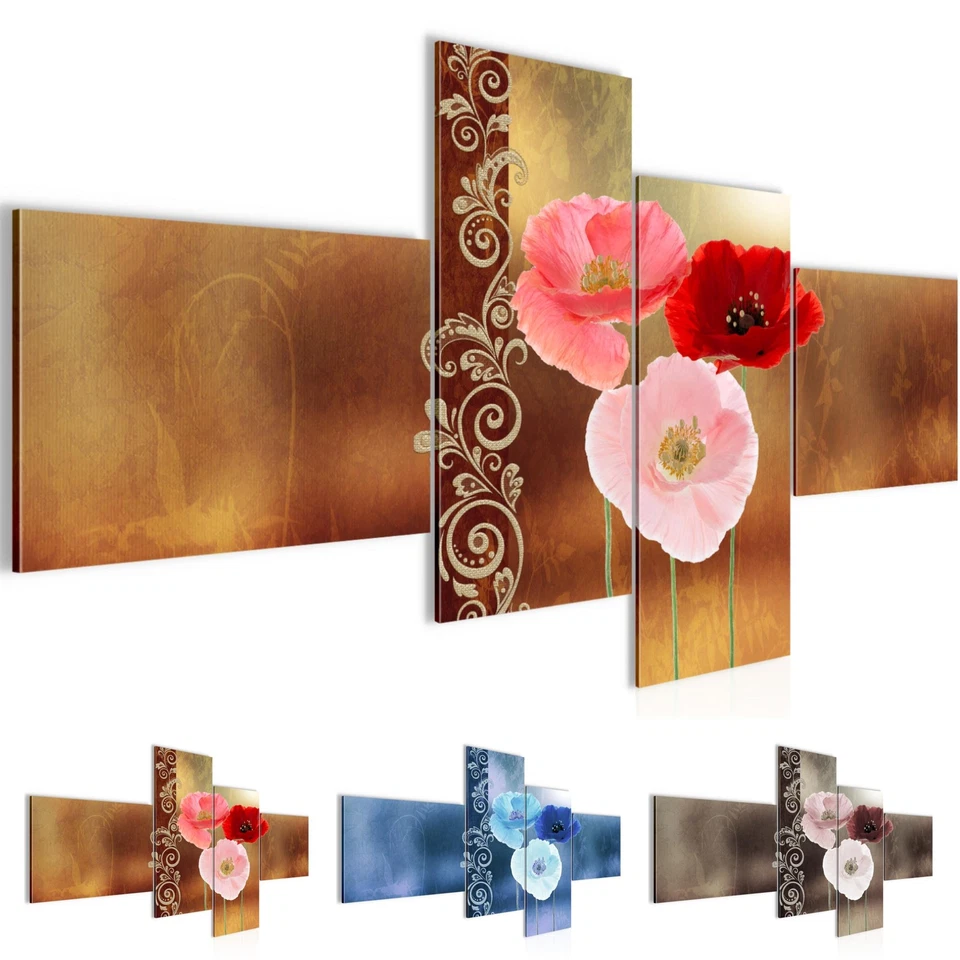 Wandbilder Blumen Mohnblumen Modern Wohnzimmer Schlafzimmer Bild Deko Abstrakt - Bild 1 von 1