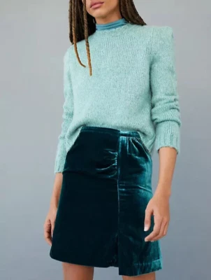 Minifalda Anthropologie Montie Terciopelo Verde Esmeralda Vacaciones Talla 16 Nueva con Etiquetas Foto 1 de 4