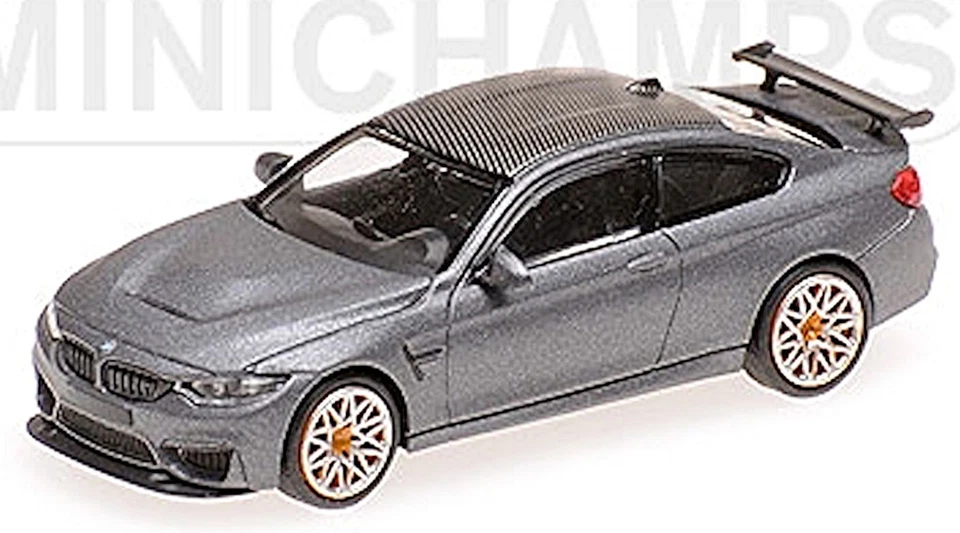 BMW M4 GTS 2016 Grigio Opaco + Ruote Arancioni 1:87 Minichamps - Immagine 1 di 1