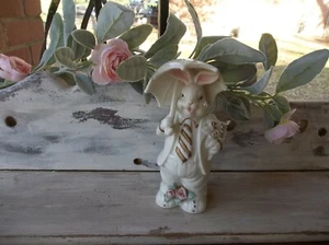 Easter ceramic rabbit/Porcelain Bunny/Ceramic bunny with umbrella Figurine  - Picture 1 of 6