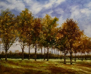 ORIGINAL STUART DAVIES "Autumn Avenue" LANDSCAPE WOODLAND RURAL OIL PAINTING - Picture 1 of 1