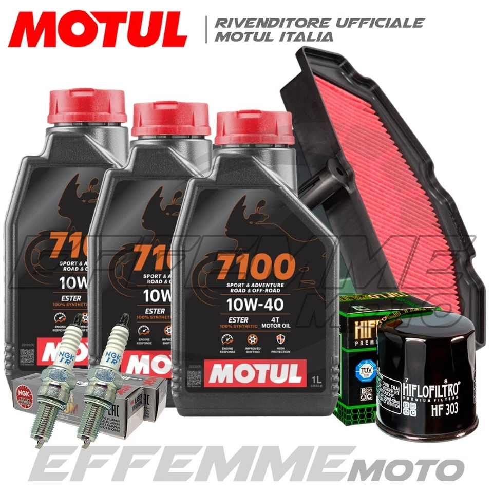 MOTUL + HIFLO + NGK Tagliando KAWASAKI Versys 650 Abs 2021 2022 2023 (3 7100 10W40, Filtri, Candele)