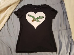 NFL Philadelphia Eagles Girls Size Medium 10/12 Retro Logo Black S/S Shirt - Picture 1 of 4
