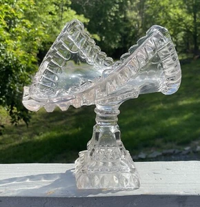 Antique EAPG Adams & Co Crystal Wedding Collins Anniversary Folded Stand Display - Picture 1 of 13