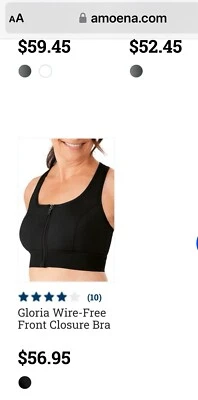 Sujetador deportivo Amoena para mujer con cremallera frontal soporte medio bolsillo Foto 1 de 4